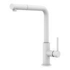 Baterie bucatarie Tasca Breda, finisaj vopsit mat, White, alb, cap extractibil